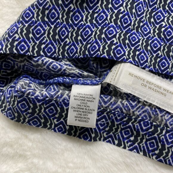 LOFT Ann Taylor Blue Geometric Medallion Dress M Sleeveless Mod Boho Mini - Picture 4 of 6